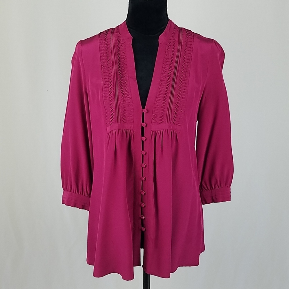 Joie women S Luiciana silk blouse split V neck minimalist Preppy Romantic Boho